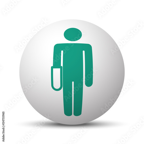 Green Hand icon on white sphere