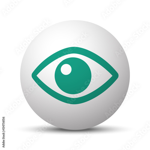 Green Eye icon on white sphere