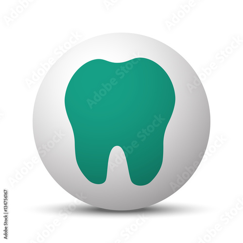 Green Tooth icon on white sphere