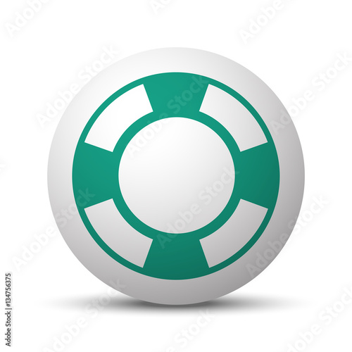 Green Life Buoy icon on white sphere