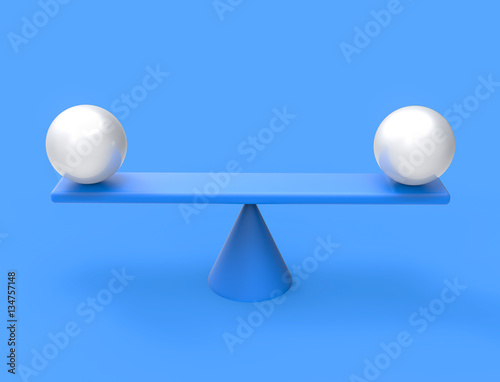 3D Isolated Blue Balance Abstract Spheres Shapes Scale Equity Il