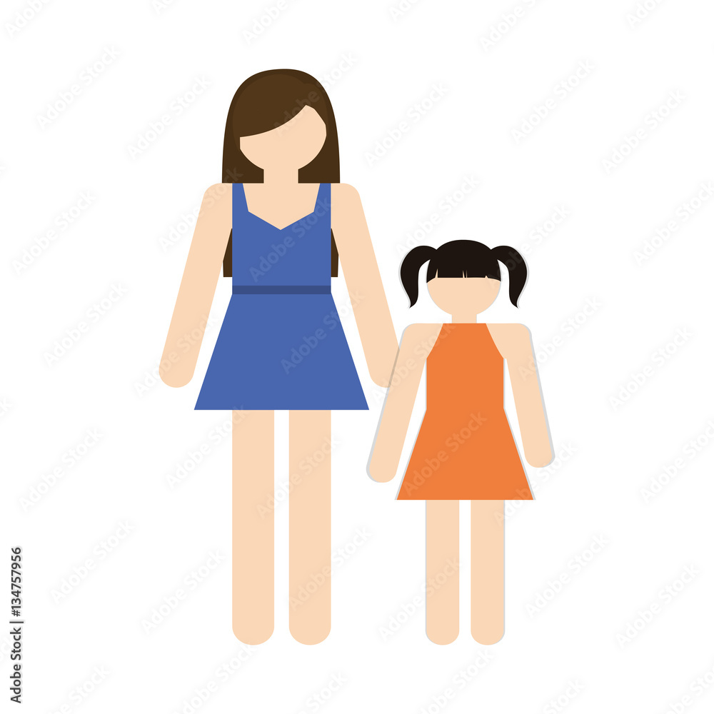 mother and daughter family members vector illustration eps 10