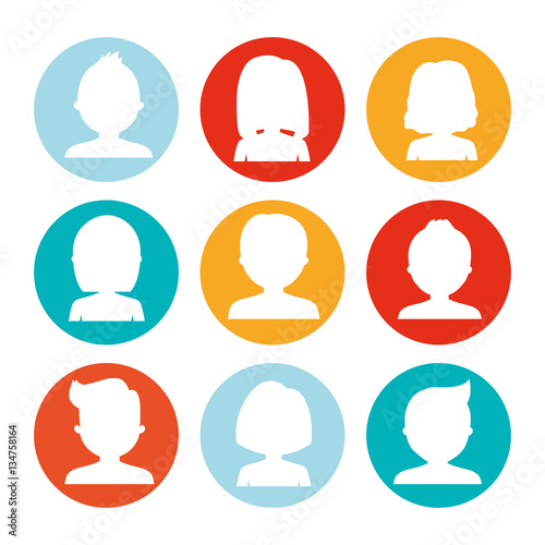 assorted faceless people heads icon image vector illustration design 