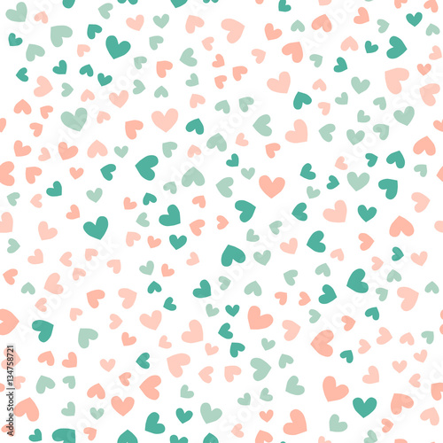 Beautiful seamless romantic pattern with Hearts and peas