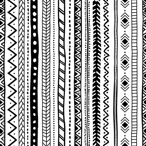 Ethnic seamless pattern. Vertical orientation. Black and white o