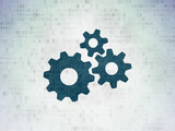 Business concept: Gears on Digital Data Paper background