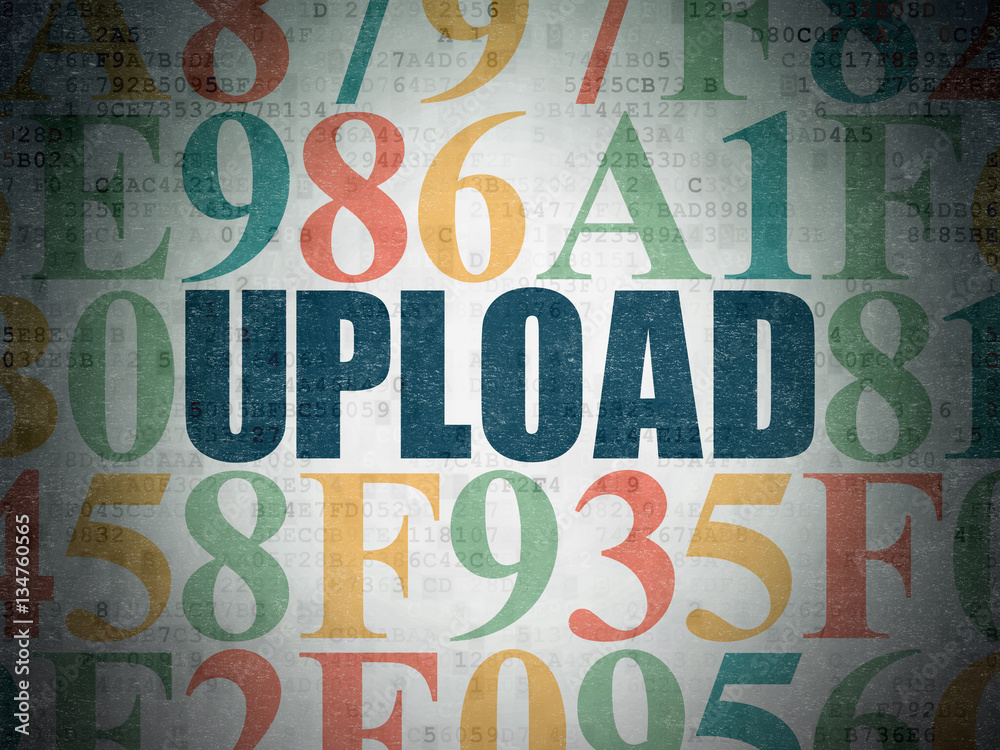 Web design concept: Upload on Digital Data Paper background Web design concept: Upload on Digital Data Paper background