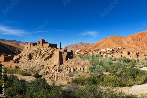 View of the Ait Ali Kasbah and village in the Dades Gorge, Morocco