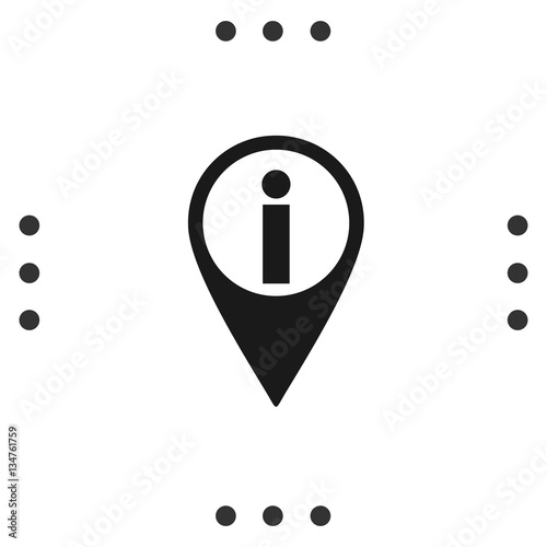 Travel information symbol. Street pin for info icon. Tourist desk sign.