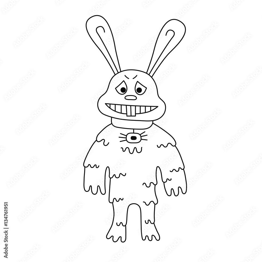 Rabbit cartoon doodle mutant monster creepy creature vector illustration  Stock Vector