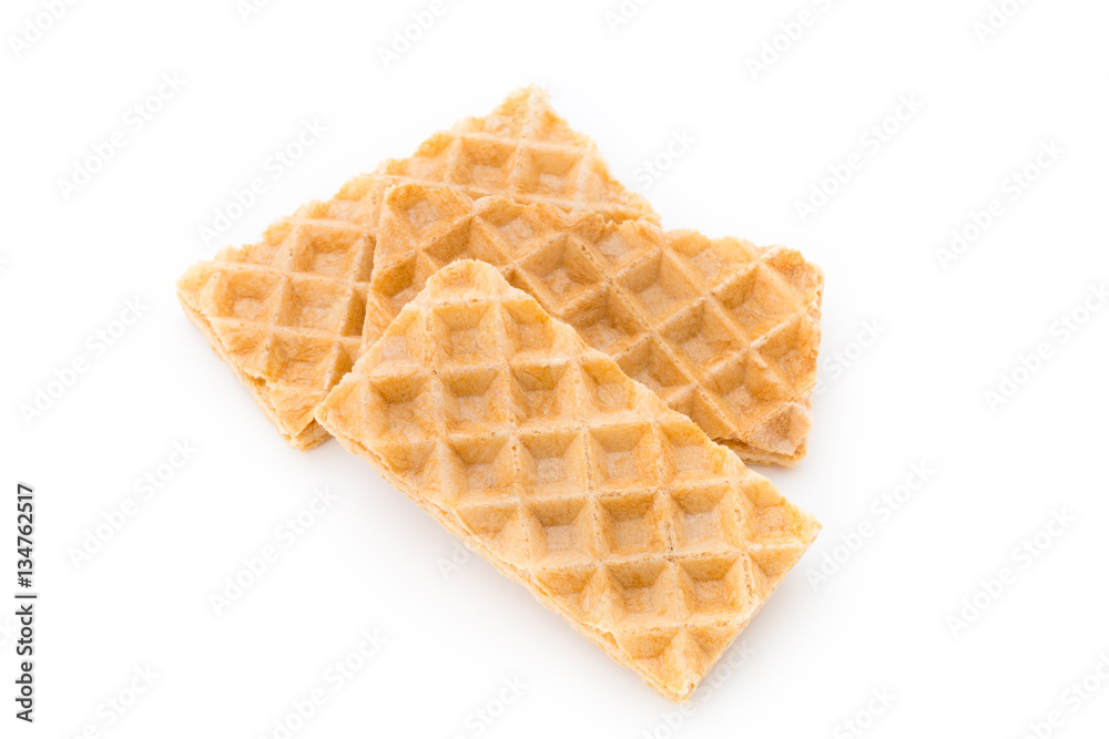 Waffle with crem isolated on white background. Waffle with crem isolated on white background.