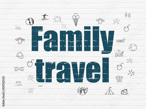 Travel concept  Family Travel on wall background