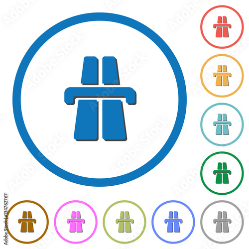 Highway icons with shadows and outlines