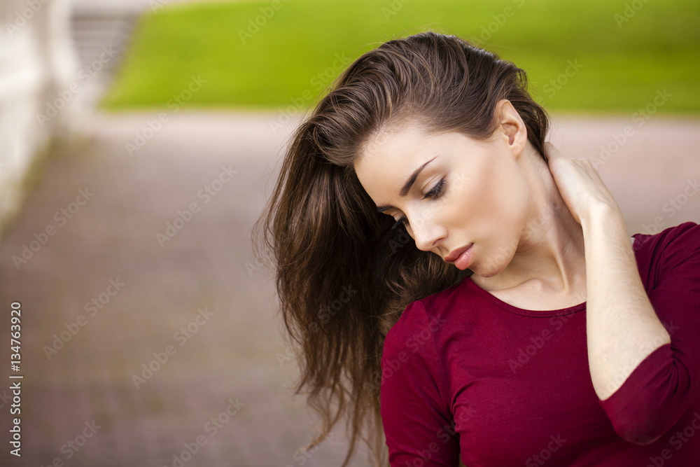 Portrait close up of young beautiful brunette woman Portrait close up of young beautiful brunette woman