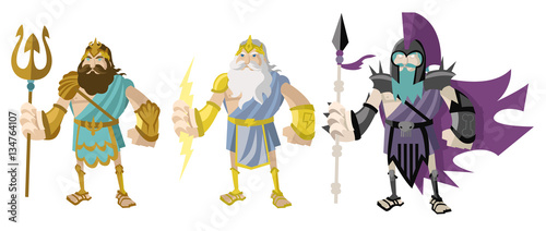 greek roman gods poseidon neptune god of the sea zeus jupiter god of the ray and hades pluto god of the dead and underworld hell