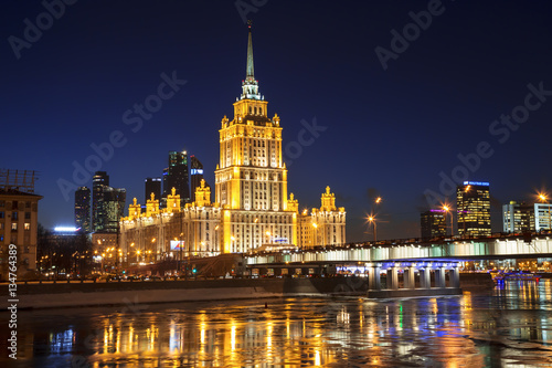 Evening view of the hotel "Radisson Royal", Moscow, Russia