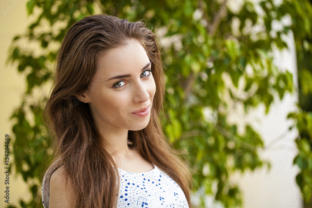 Portrait close up of young beautiful brunette woman Portrait close up of young beautiful brunette woman