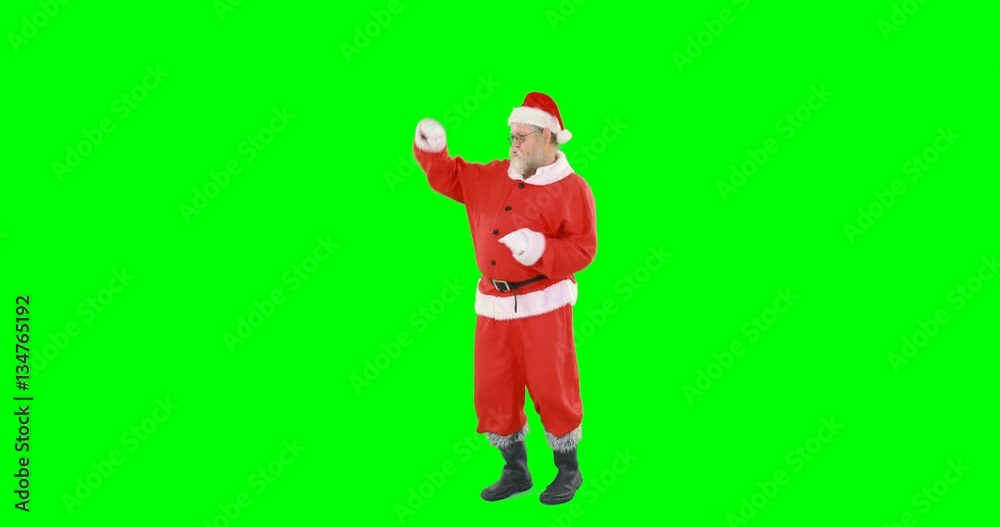 Happy santa claus singing song on green screen 4k