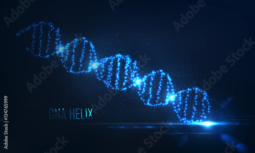 Nenon dna helix consist of glowing particles . 