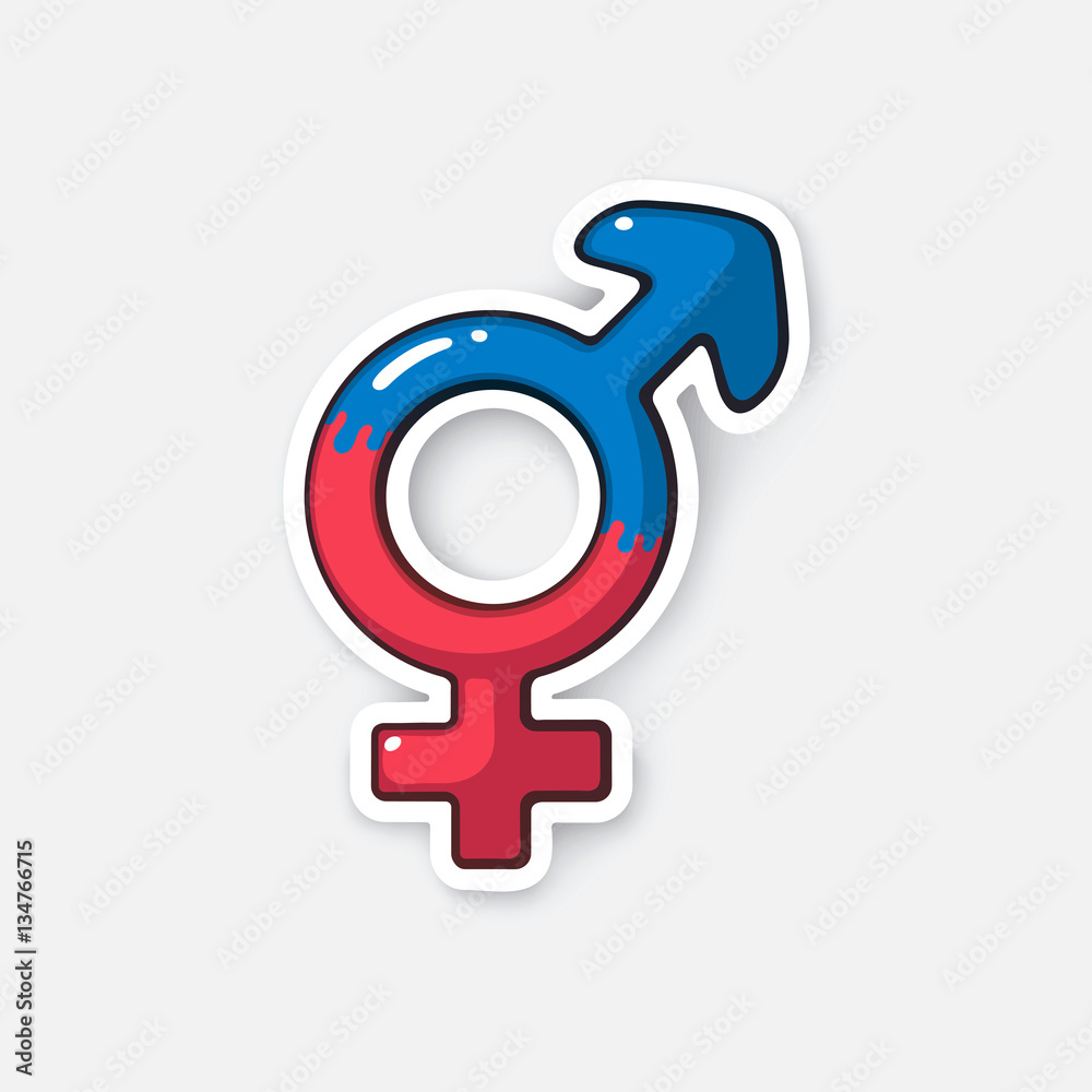 Cartoon sticker with transgender symbol