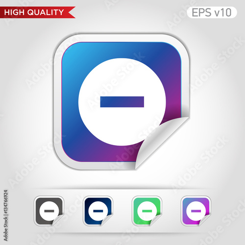 Colored icon or button of minus symbol with background