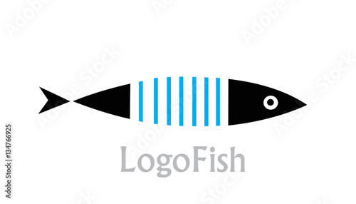 Fish and Barcode Lines Cool Logo for Restaurants