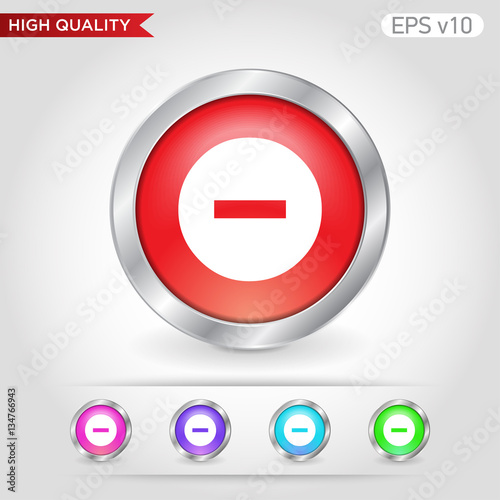 Colored icon or button of minus symbol with background