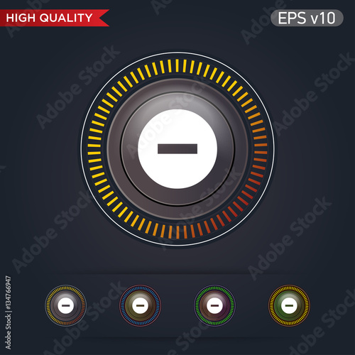 Colored icon or button of minus symbol with background
