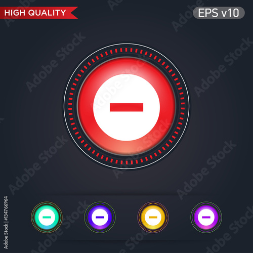 Colored icon or button of minus symbol with background