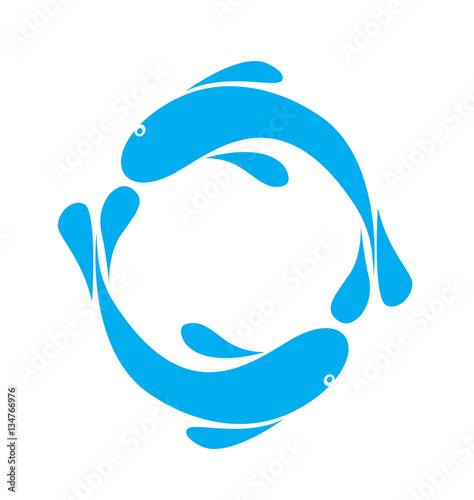 Circle Fishes Logo Icon Emblem