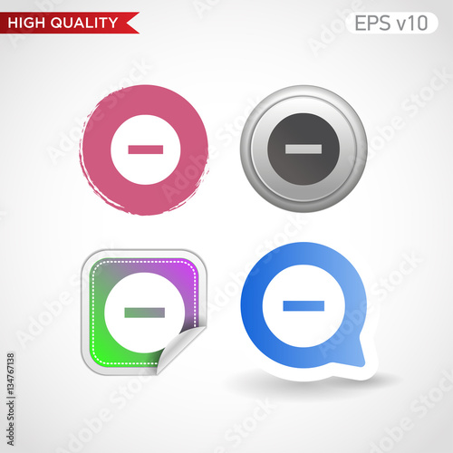 Colored icon or button of minus symbol with background