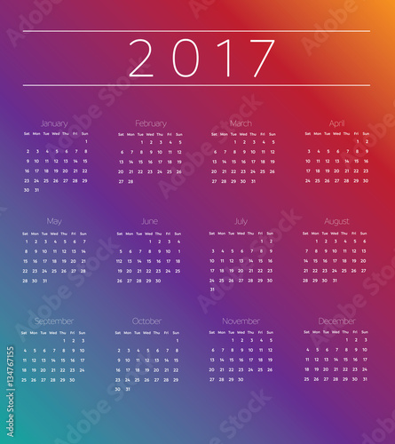 Modern Gradient 2017 Calender