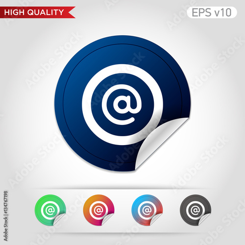 Colored icon or button of commercial at symbol with background