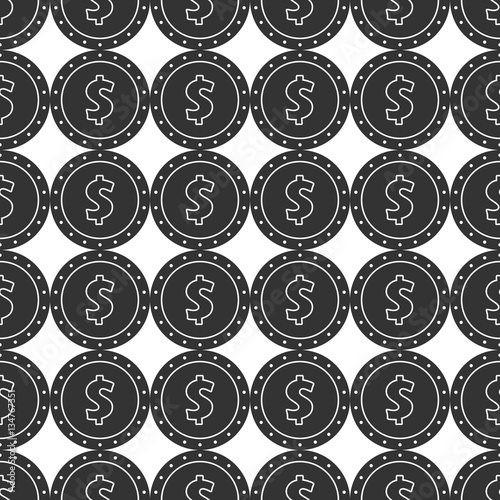 Seamless pattern from dollar coin. Background from money symbol, icon.