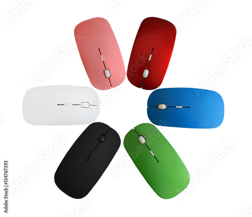 set of colored computer mouse