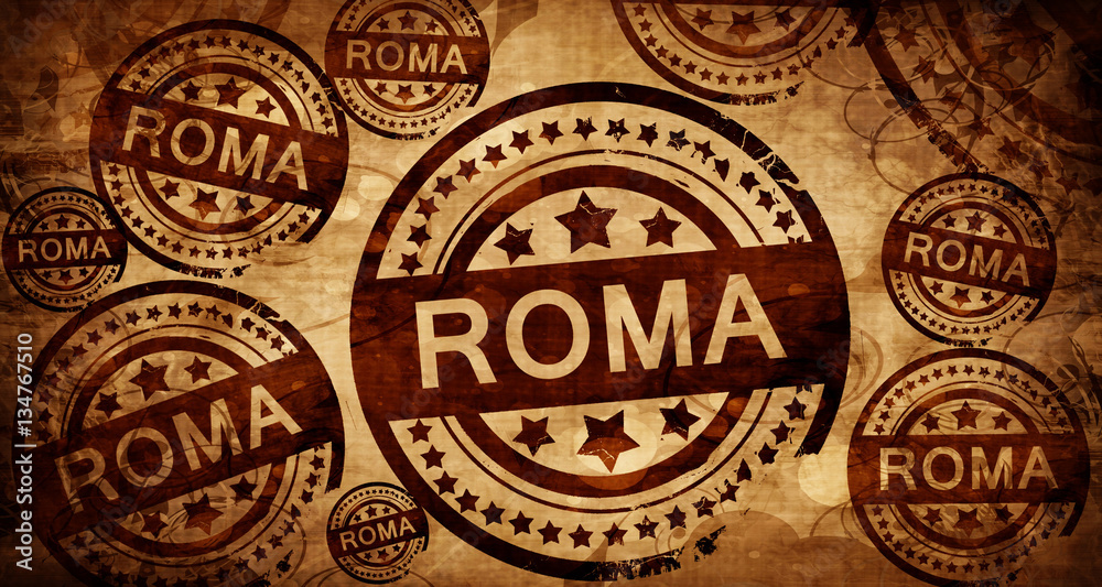 Roma, vintage stamp on paper background