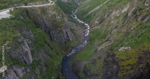 Drone shot of Vøringsfossen, Norway, front