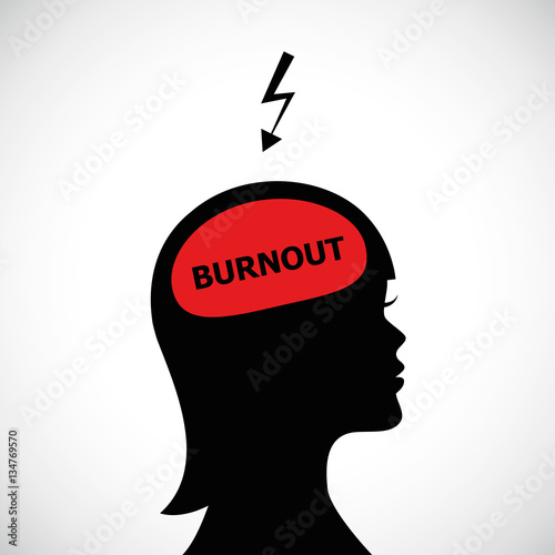 frau burnout im kopf