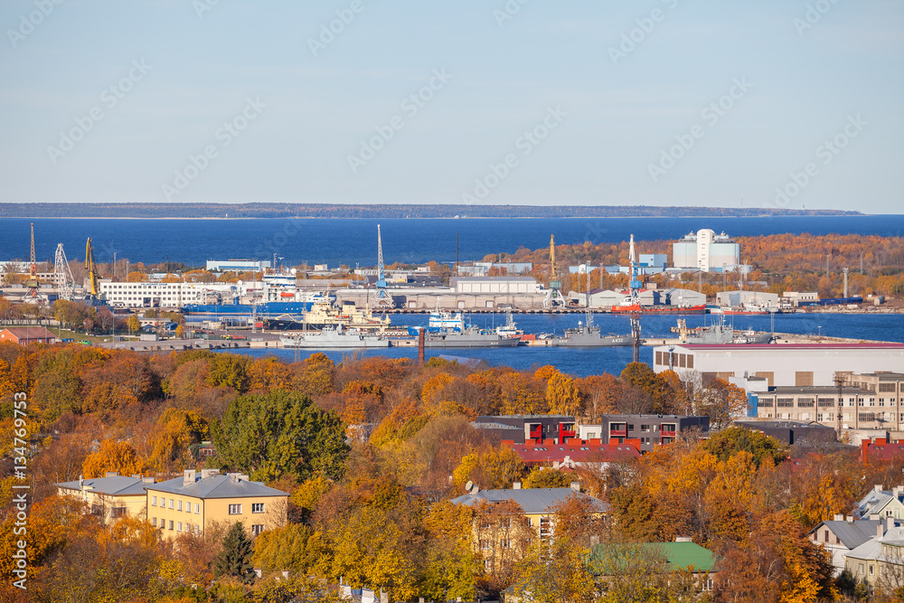 Fototapeta premium View of the Tallinn Cargo Harbor. Port of Tallinn is the biggest port authority in Estonia.