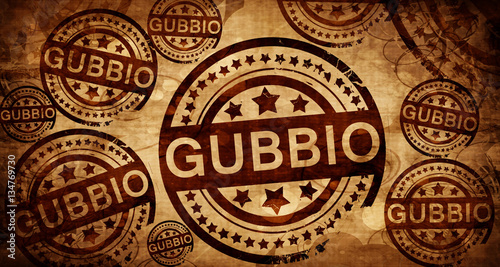 Tableau sur toile Gubbio, vintage stamp on paper background