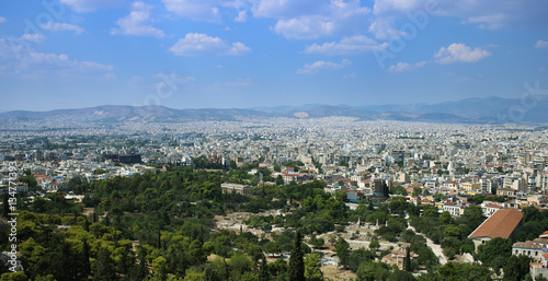 Panorama of Athens with the ancient Agora