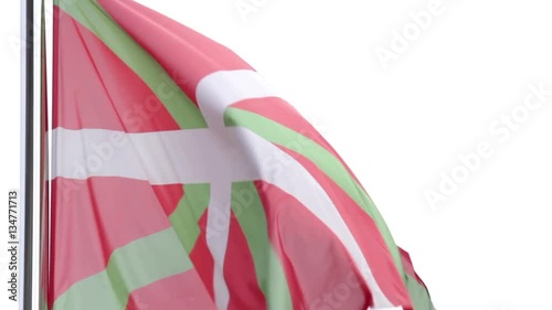 Basque Country flag fluttering in the wind. Closer angle.