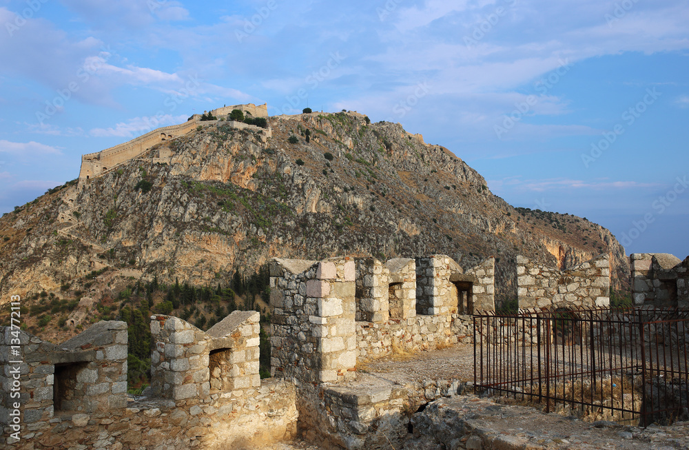 Palamidi fortress on the hilltop, Nafplion, Greece