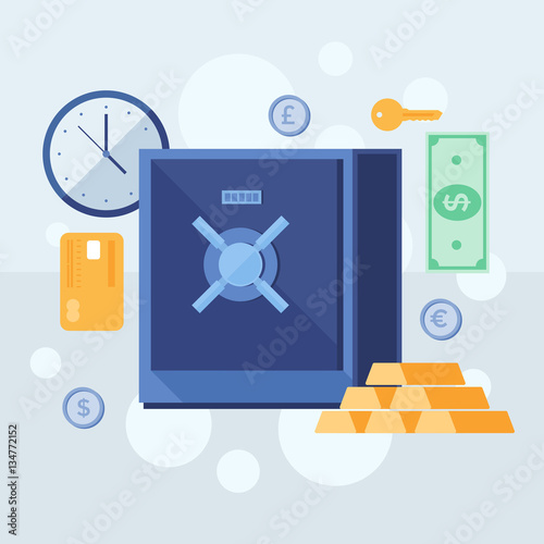 Banking deposits. Bank deposited the money, finances, transfers, currency, deposits. Modern flat design concept for web banners, web sites, printed materials, infographics.