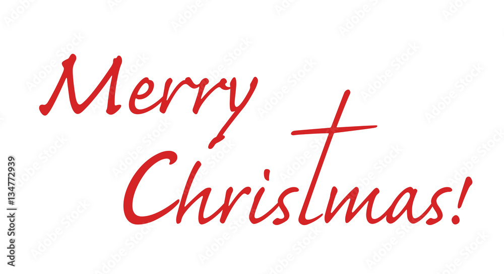 Merry Christmas -text with letter t stretched out to a shape of a cross