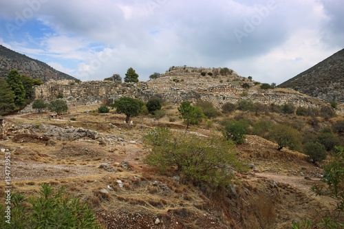 View of Mycenae acropolis and its archaeological site