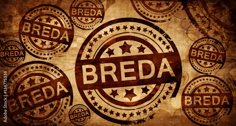 Breda, vintage stamp on paper background