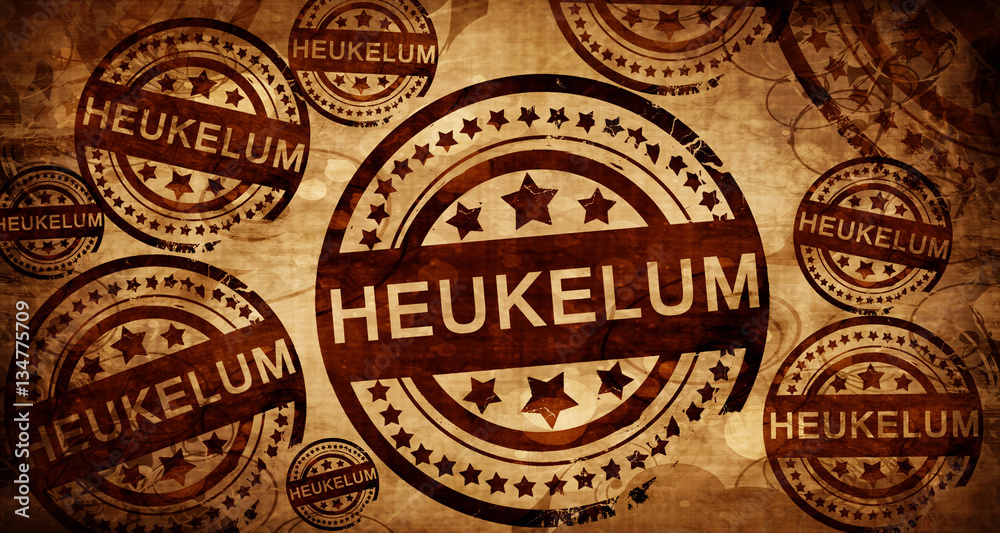 Heukelum, vintage stamp on paper background