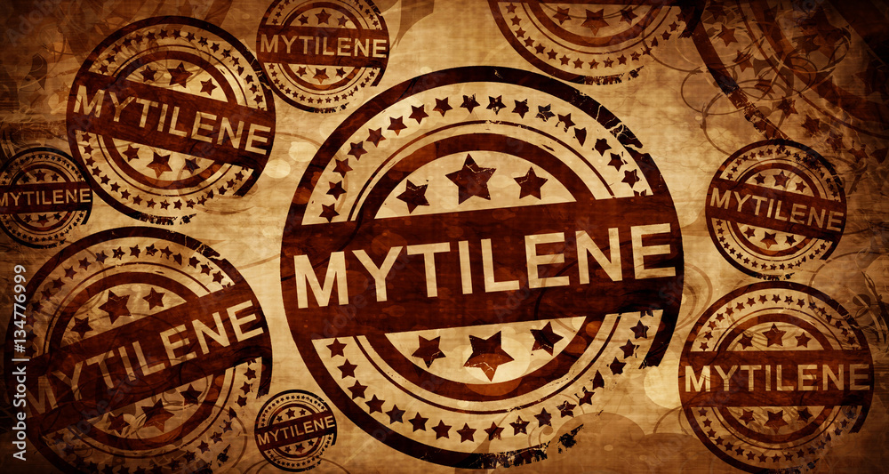 Mytilene, vintage stamp on paper background