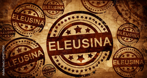 Eleusina, vintage stamp on paper background